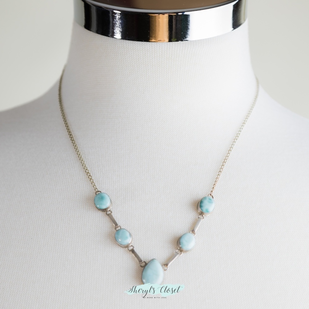 Blue Larimar and 925 Silver Necklace